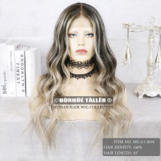 Full lace Wig 3T Balayage dark brown fall into ash brow with light sand blonde hair color style human hair wig